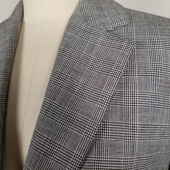 Pendleton Microplaid Schoolboy Academia Wool Career Office Grey Blazer Size 6P - Picture 4 of 5